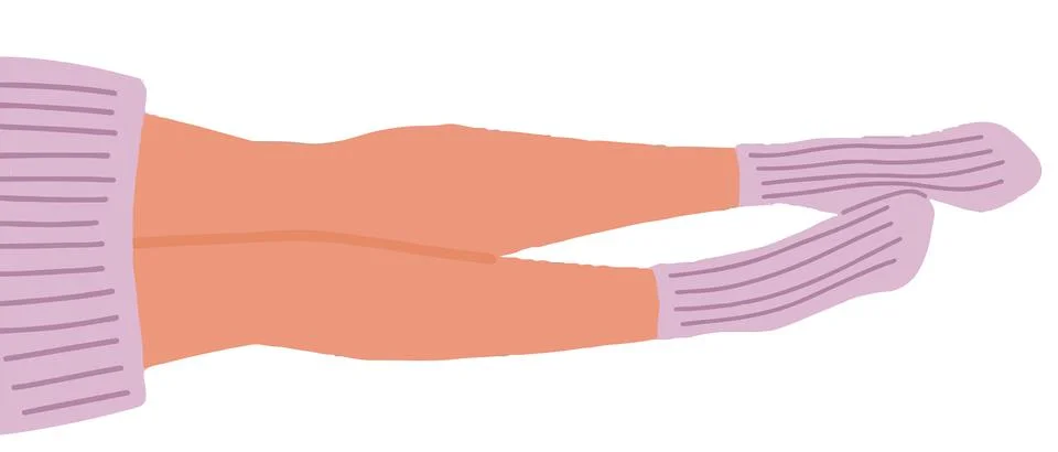 Flat vector illustration of legs lying on the floor. The right one is slightl 스톡 일러스트