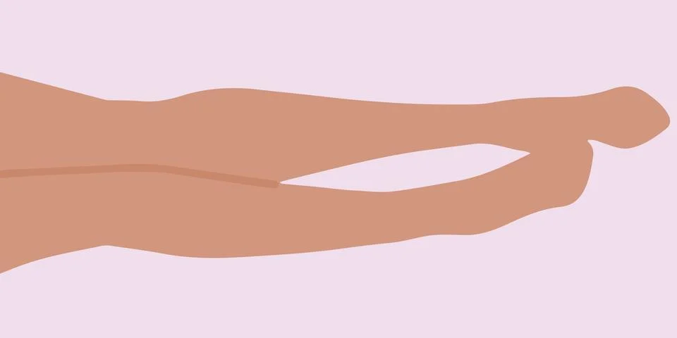 Flat vector illustration of legs lying on the floor. The right one is sligh.. Stock Illustration