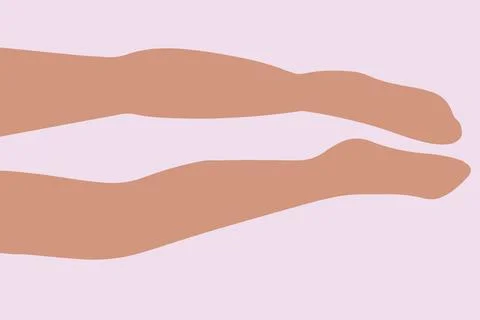 Flat vector illustration of legs lying on the floor. The right one is bent .. 스톡 일러스트