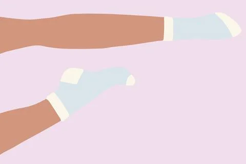 Flat vector illustration of legs lying on the floor. The right one is bent .. Stock Illustration