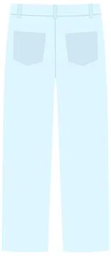 Flat Vector Illustration of Light Blue Denim Trousers Back View Stock Illustration