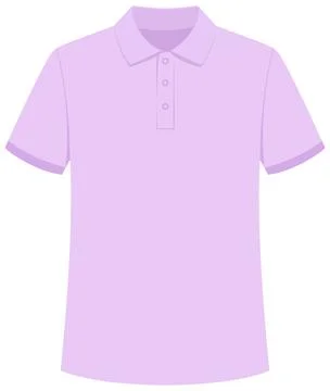 Flat Vector Illustration of a Light Purple Short Sleeve Polo Shirt Stock Illustration
