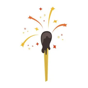 Flat vector illustration of a lighted match with sparks. Stock-Illustration
