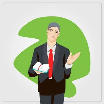 Flat vector illustration with man project manager working  diary Stock Illustration