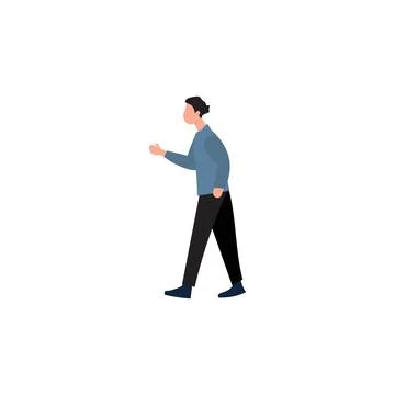 Flat Vector Illustration of a Man Walking and Gesturing Stock Illustration