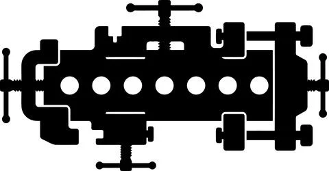 Flat Vector Illustration of a Mechanic Engine Block Vise Tool Silhouette Stock-Illustration