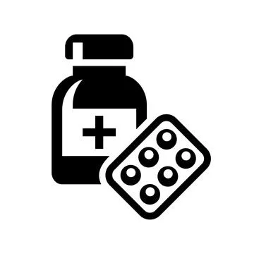 Flat vector illustration of medicine bottle and medicine in tablet packaging. Stock Illustration