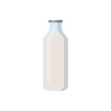 Flat vector illustration of milk, in old fashioned glass bottle. Isolated on Stock Illustration