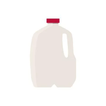Flat vector illustration of milk in plastic gallon jug with red cap. Isolated Stock Illustration