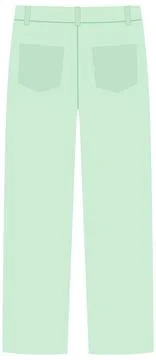 Flat Vector Illustration of Mint Green Pastel Trousers with Back Pockets Stock Illustration