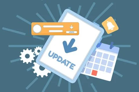 Flat vector illustration of mobile app update concept Ilustración de archivo