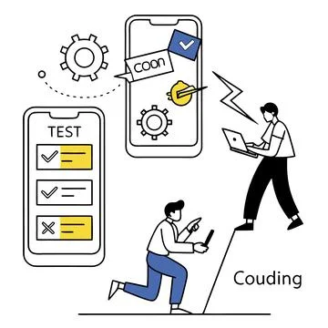 Flat Vector Illustration Of Mobile App Development(1) Stock Illustration