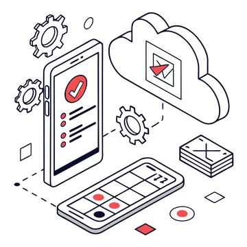 Flat Vector Illustration Of Mobile App Development Stock Illustration