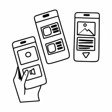 Flat Vector Illustration Of Mobile App User Experi (1) Stock Illustration