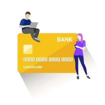 Flat vector illustration of mobile banking concept. Using a smartphone for Stock Illustration