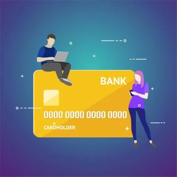 Flat vector illustration of mobile banking concept. Using a smartphone for Stock Illustration