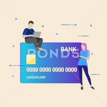 Flat vector illustration of mobile banking concept. Using a smartphone for Ilustraciones de archivo