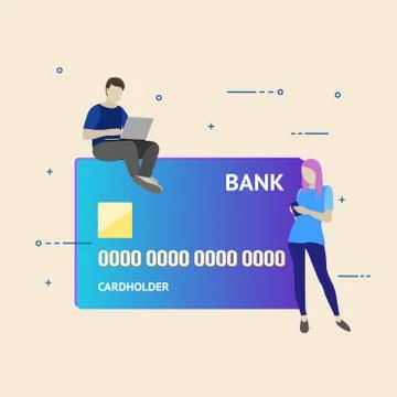Flat vector illustration of mobile banking concept. Using a smartphone for Stock Illustration