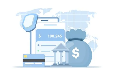 Flat vector illustration of mobile banking and online payment concept Stock Illustration