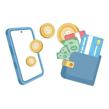 Flat vector illustration of mobile money transfer and online payment concept Stock Illustration