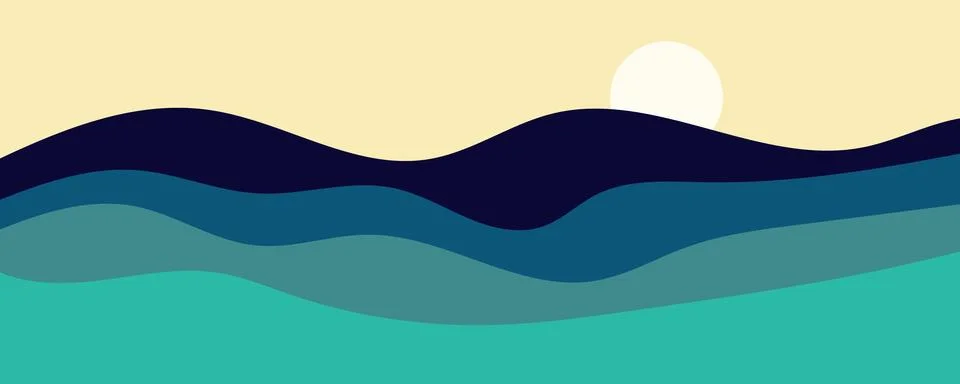 Flat vector illustration of a modern abstract landscape Stock Illustration
