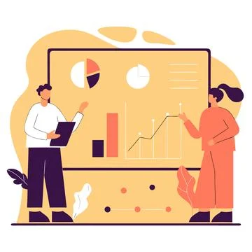 Flat Vector Illustration Of Modern Data Visualizat Stock Illustration