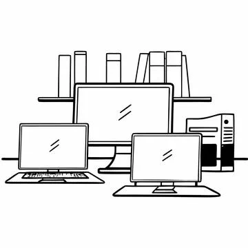 Flat Vector Illustration Of Modern Digital Workpla (1) Stock Illustration
