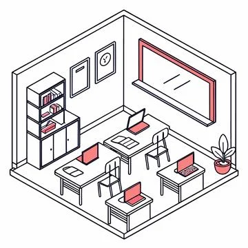 Flat Vector Illustration Of Modern Education Class (1) Stock Illustration