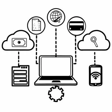 Flat Vector Illustration Of Modern Information Tec (1) Stock Illustration