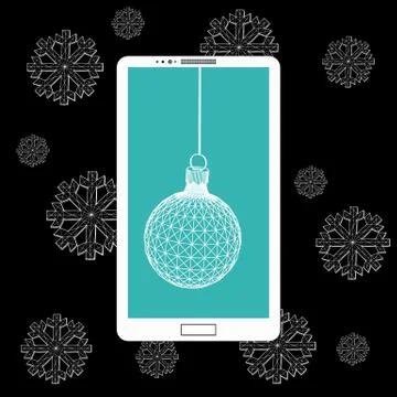 Flat vector illustration of modern Mobile phone with Christmas decoration. The Stock-Illustration