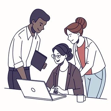 Flat Vector Illustration Of Modern Office Teamwork (1) Stock Illustration