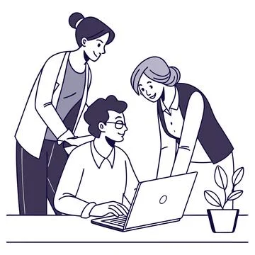 Flat Vector Illustration Of Modern Office Teamwork Stock Illustration