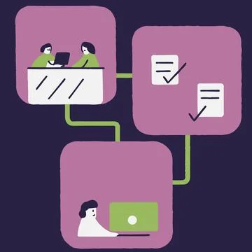 Flat Vector Illustration Of Modern Office Workflow (1) Stock Illustration