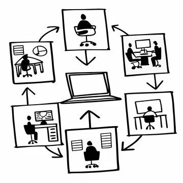Flat Vector Illustration Of Modern Office Workflow (2) Stock Illustration