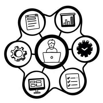 Flat Vector Illustration Of Modern Office Workflow(1) Stock Illustration