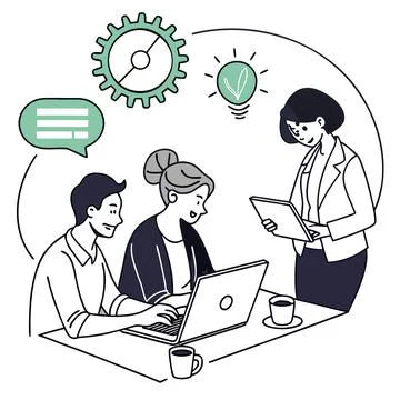 Flat Vector Illustration Of Modern Startup Culture (1) Stock Illustration