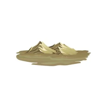 Flat vector illustration of mountain range. Small rocky hills in wilderness area Stock Illustration