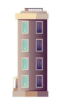 Flat vector illustration of a multi storey apartment building in european sty 스톡 일러스트