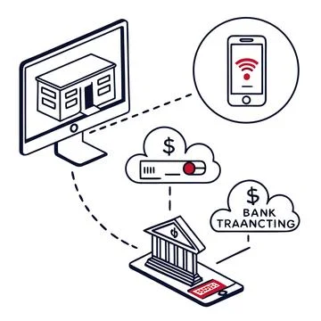 Flat Vector Illustration Of Online Banking Service (1) Stock Illustration