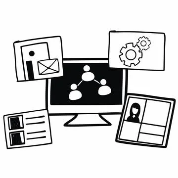 Flat Vector Illustration Of Online Collaboration W Stock Illustration