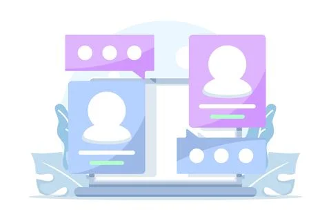 Flat vector illustration of online communication and distant education 스톡 일러스트