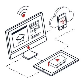 Flat Vector Illustration Of Online Course Learning (1) Stock Illustration