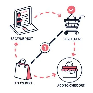 Flat Vector Illustration Of Online Customer Journe Stock Illustration