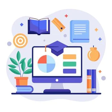 Flat Vector Illustration Of Online Learning Platfo Stock Illustration
