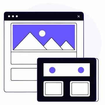 Flat Vector Illustration Of Online Portfolio Showc (1) Illustrazione stock