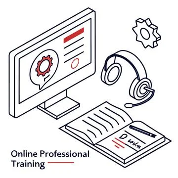 Flat Vector Illustration Of Online Professional Tr (1) Illustrazione stock