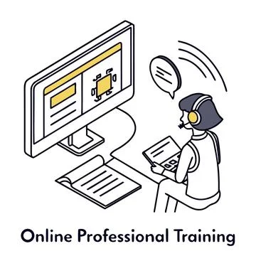 Flat Vector Illustration Of Online Professional Tr Stock Illustration