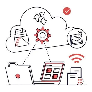 Flat Vector Illustration Of Online Resource Manage (1) Stock Illustration
