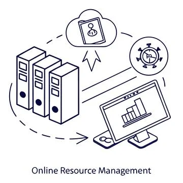 Flat Vector Illustration Of Online Resource Manage Stock Illustration