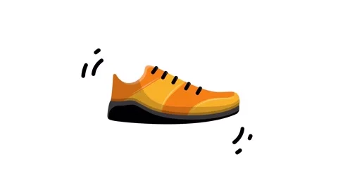 Flat Vector Illustration of an Orange Sport Sneaker Icon Isolated on White Stock Footage 345931138